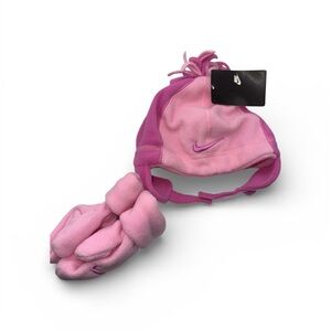 Nike Kids Pink Fleece Hat and Mittens. NWT